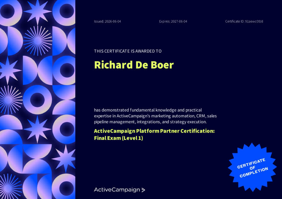 Combined networks-ActiveCampaign Platform Partner Certification Final Exam L1